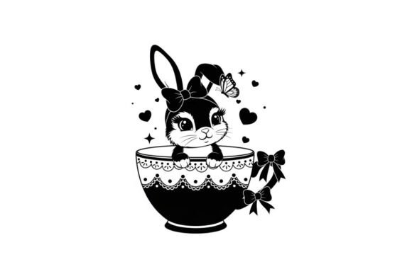 Adorable Bunny Silhouette in Decorative Art