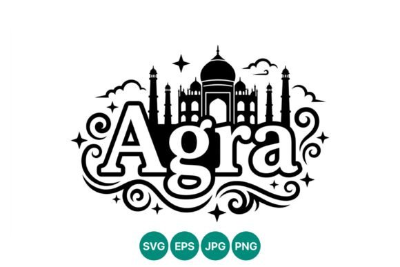 Agra Taj Mahal Decorative Serif: Elevating Design with Iconic Vector Artwork