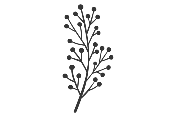 Berry Branch Icon: Decorative Floral Black Element for Modern Design