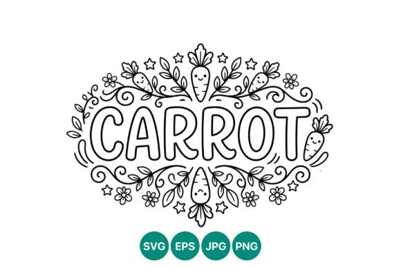 Carrot Calligraphy Floral Decorative Design