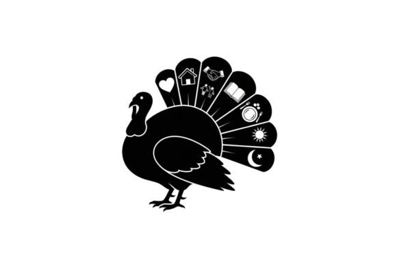 Decorative Silhouette of a Peacock with Festival Flair