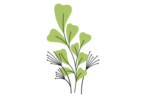 Green Plant Color Icon: Decorative Flora for Modern Digital Design