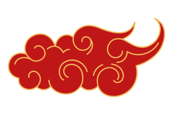 Red & Gold Asian Cloud Motifs