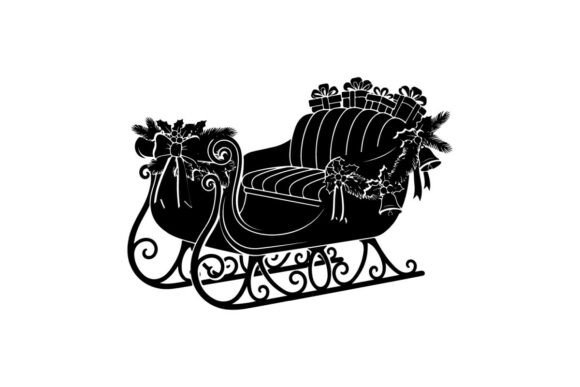 Silhouette of a Decorative Sleigh with B: A Versatile Design for Holiday Creations