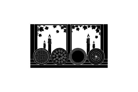 Silhouette of Candles and Decorative Pla